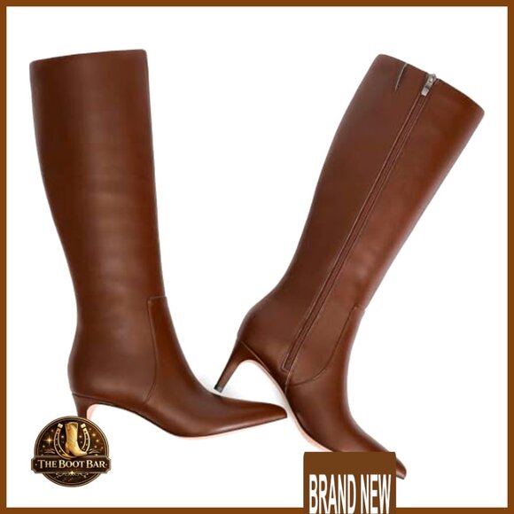 Kitten Heel Knee High Boots Pointed Toe Side Zipper Classic Elegant Women's - Picture 5 of 7